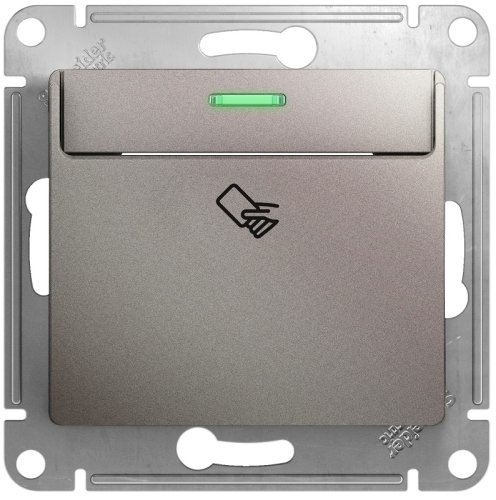 Выключатель карточный с подсветкой без рамки Systeme Electric Glossa 1-кл. платина картинка